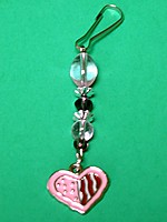 Picture of Bead and Heart Zipper Pull Charm